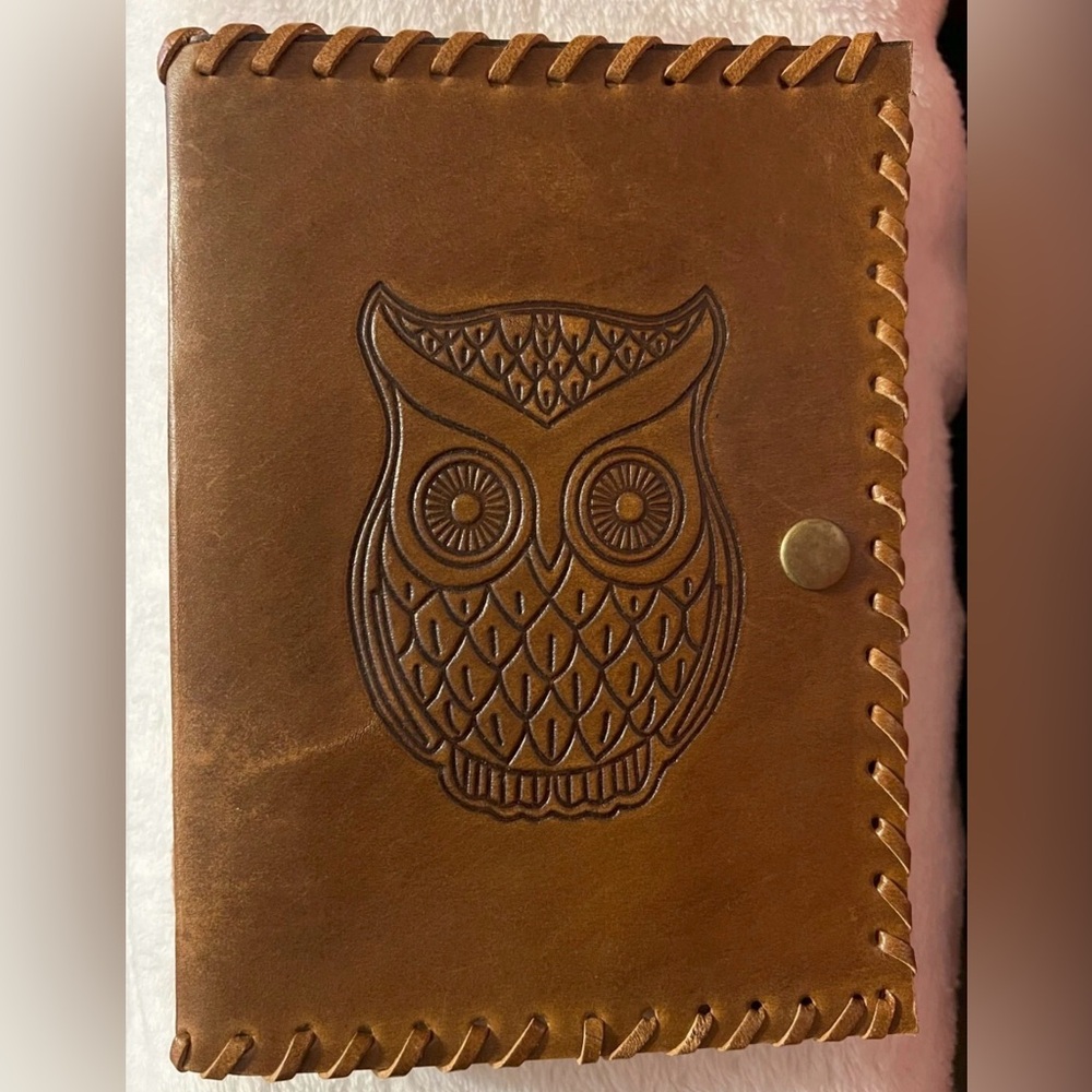 Brown Leather Journal with Owl Design